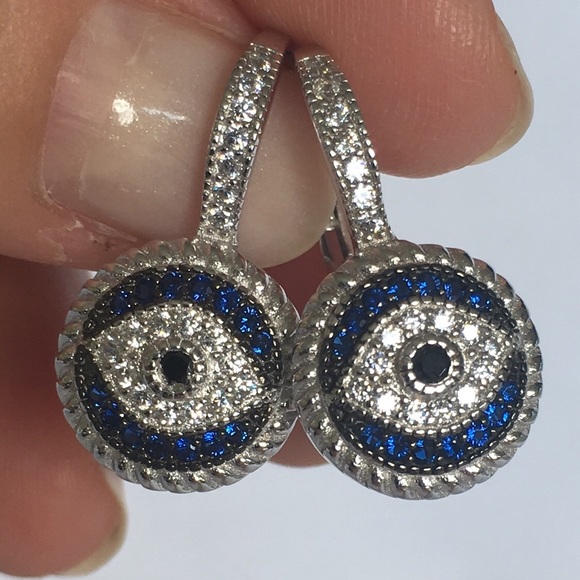 Jewelry - NWT!  Sterling silver evil eye earrings